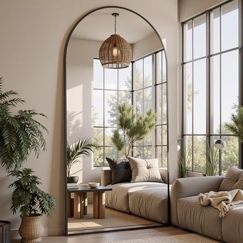 Floor Mirror, 76"x34" Oversized Full Length Mirror with Stand,Black by Furnbar