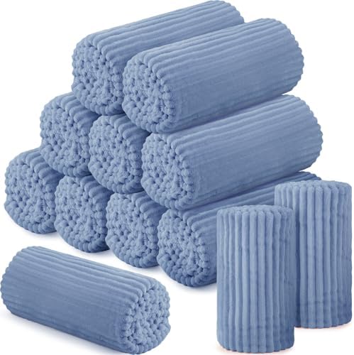 Buryeah 12 Pcs Flannel Blankets Bulk,Fall Outdoor Wedding, Royal Blue by Buryeah