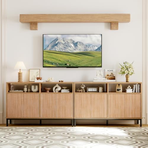 Mericonia 46 Inch Sideboard Buffet Cabinet Storage, Modern Wood Console Fluted Credenza - Image 4