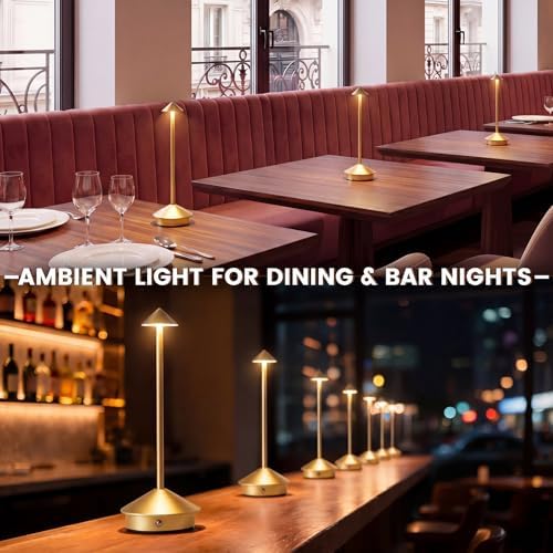 6 Pack Cordless Table Lamp, 3 Color Stepless Dimmable, Gold - Image 5