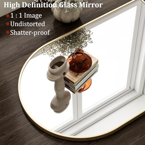 HARRITPURE 20"x30" Arched Bathroom Mirror Wall Mounted Gold Arch Mirror - Image 3