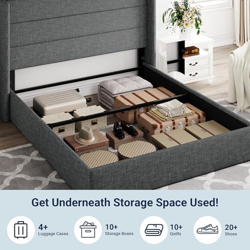 Allewie Queen Size Lift Up Hydraulic Storage Bed Frame Dark Grey - Image 5