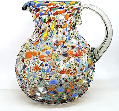 Confetti Rocks 120 oz Pitcher and 6 Drinking Glasses set, Recycled Glass, Lead-free, Toxin-Free (Pitcher & Glasses) - Image 2
