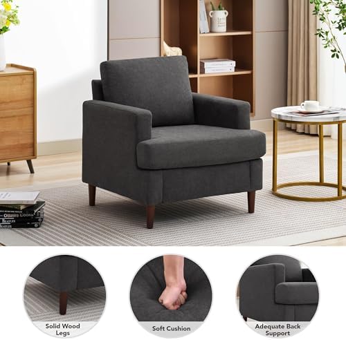 Weture Mid-Century Accent Chair, Dark Grey Armchair Living Room Chairs - Image 4