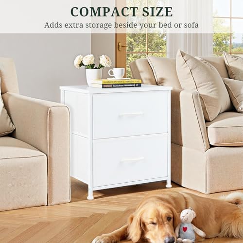 Nightstand Set of 2 Small 2 Drawer Dresser End Table Bedside Furniture - Image 6