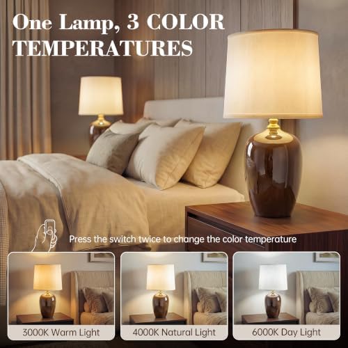 Dawnwake 19.1" Ceramic Table Lamps Set of 2 for Bedroom Living Room,Coffee - Image 4