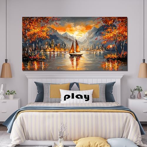 Canvas Oversized Wall Art Decor Wall Art Picture for Living Room Canvas Art Wall Decor Modern Landscape Wall Art Prints Large Coastal Wall Art Artwork for Walls Bedroom Office Home Decor 29" X 58" - Image 6