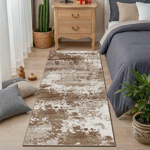 Brown Rug Runners for Hallways Kitchen Non Slip Washable 2x6 Entryway Runner Rugs with Rubber Backing 6ft Long Carpet Runner for Laundry Room Bedroom, Low Pile Stain & Fade Resistant, Abstract Coffee - Image 3