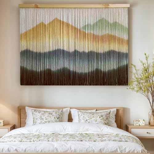 laddawan Extra Large Macrame Wall Hanging Dip-Dyed Tapestry Modern Wooden Home Wall Art For Living room Boho Handmade Wall Decor For Bedroom (Coffee) - Image 4