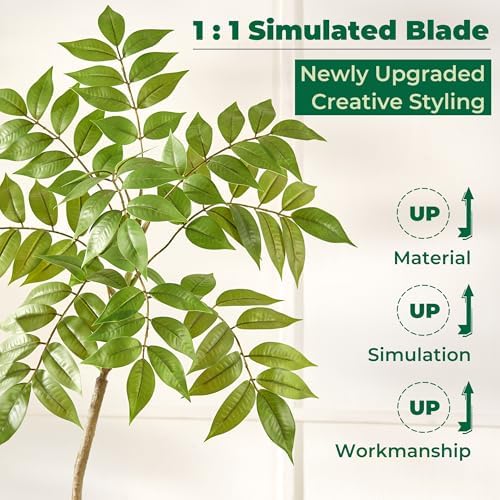 FloraFairy 6.5FT Artificial Sumac Tree in White Pot, Indoor Faux Plants - Image 3
