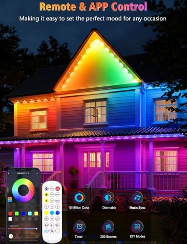 100FT Smart Permanent Outdoor Lights RGB&IC with App/Remote Control - Image 5