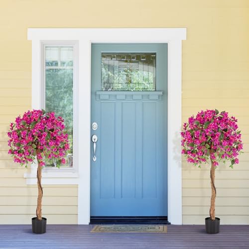 Goplus 53” Bougainvillea Artificial Tree, Faux Silk Flower Tree in Pot w/ 576 Flowers, 288 Leaves, Tall Fake Floor Plant, Artificial Plants for Indoor Outdoor Bedroom Living Room Decor - Image 2