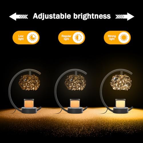 Yeuslor Candle Warmer Lamp for Jar Candles with Adjustable Brightness＆Timer，Handcrafted Crystal Candle Lamp Luxurious Design+2Bulbs,Home Decoration Electric Candle Lamp(Black C-Shaped) - Image 4