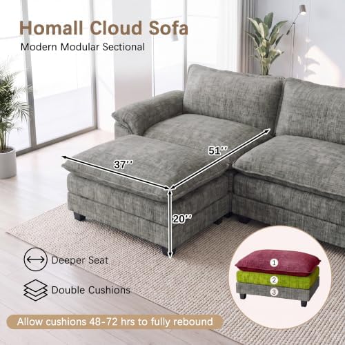 Homall 158.6" U-Shaped Cloud Couch, Modular Sectional Sofa for Living Room - Image 7
