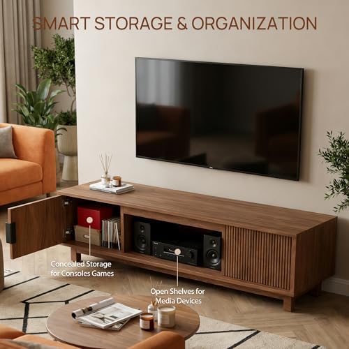 TV Stands for Living Room, 70.01" Mid Century Modern Entertainment Center - Image 6