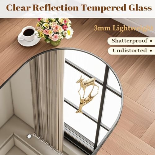 Dewfig Arched Full Length Mirror, 57"X20" Large Full Body Mirror, Black - Image 6
