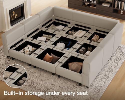Belffin Modular Sectional Sofa with Ottomans Velvet Reversible Chaise Sleeper Bed Storage Seat Grey…, MD-S-1 - Image 3