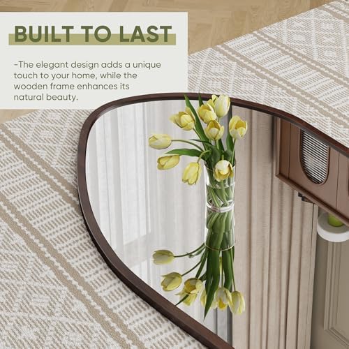 Suidia Full Length Mirror, Oversized Floor Mirror with Solid Wood Frame, Large Standing Mirror for Bedroom Living Room, Wood Art Style, Dark Walnut, 74" L x 32" W - Image 5