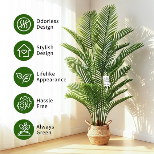 6FT Artificial Palm Tree with Hand-Woven Basket - Image 3