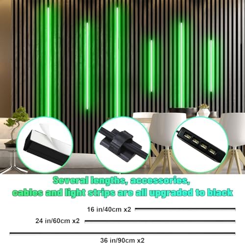 Lichaser RGB Black LED Strip Light for Wood Slat Wall Panel, 6 Pcs WiFi Smart Recessed Lighting for Acoustic Panel Compatible with Alexa, Self-Adhesive Smart LED for Slat Wall (2*36+2*24+2*16 in) - Image 4
