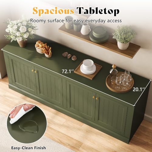 AMERLIFE 72" Modern Sideboard Buffet Cabinet with Vertical Grooved Doors - Image 4