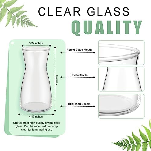 Thenshop 6 Pcs 8'' Tall Clear Glass Flower Vase for Bouquet, Clear - Image 2