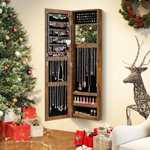 GIANTEX Wall or Door Mounted Jewelry Cabinet with Full Length Mirror - Image 2