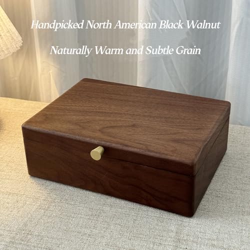 Bescott 2 Layer Solid Black Walnut Wooden Jewelry Box for Women Wood Vintage Organizer for Men Earrings Rings Necklaces Bracelet Watch Storage - Image 2