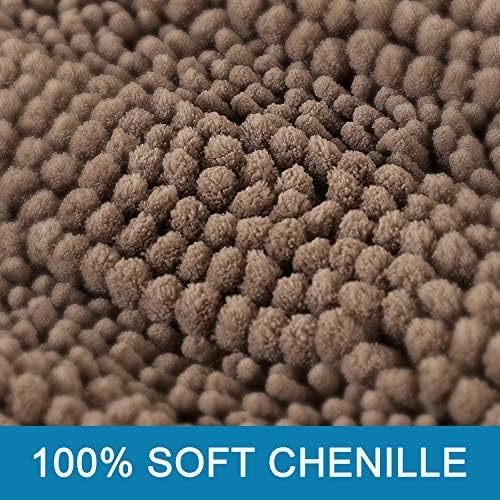 H.VERSAILTEX 2 Piece Bathroom Set - Super Absorbent Chenille Striped Bath Mats, Non Skid, Machine Washable (Taupe Brown, 47 x 17 Plus 17 x 24 - Inches) - Image 3