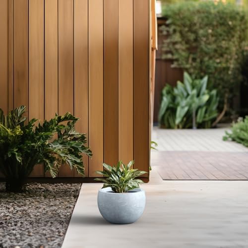 Kante Small Round Bowl Blue Gray Concrete Planter 11.8" Dia, Outdoor - Image 5