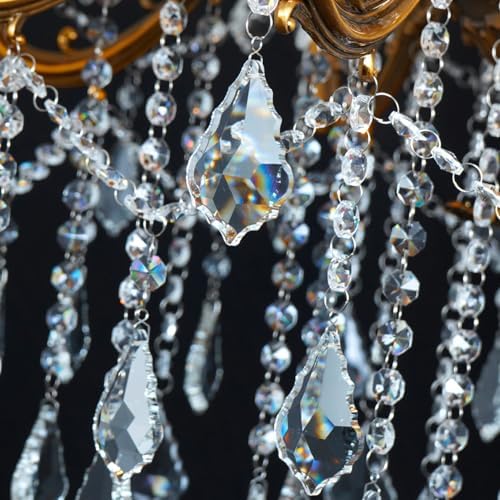 Crystal Chandelier Antique Gold Chandelier Candle Style for Dining Room 27" - Image 3