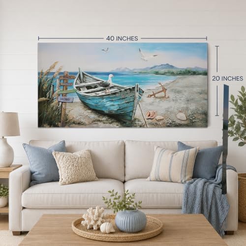 Anolyfi Nautical Wall Art Decor Coastal Artwork for Living Room 40"x20" - Image 4