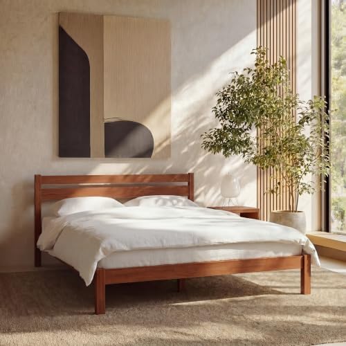 LIFEMENT Twin Bed Frame with Headboard Classic Wood Platform, Noise Free, Under Bed Storage, No Box Spring Needed, Easy Assembly, Cherry by LIFEMENT