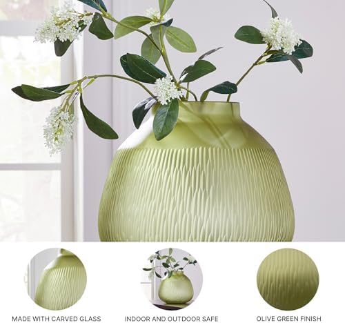 Signature Design by Ashley Scottyard Contemporary Indoor/Outdoor Floral Glass Tabletop Vase, Light Green - Image 3