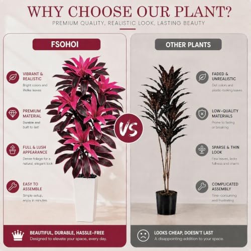 Artificial Purple Dracaena Tree 6FT, Tall Fake Plants Indoor - Image 6