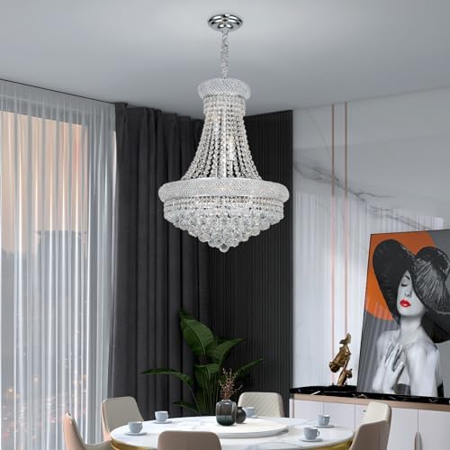 Chrome Crystal Chandeliers for Dining Room，12-Lights D22 Inch - Image 2