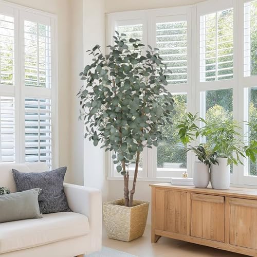 6FT Faux Eucalyptus Tree with White Pot for Indoor Outdoor Decor - Image 5