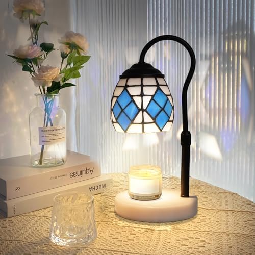 Mediterranean Tiffany Candle Warmer Lamp, Adjustable Marble by GlassCharms