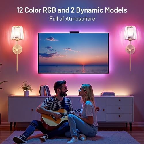 Crystal Battery Operated Wall Sconces Set of 2, Brass Rechargeable Wireless Wall Lights with Crystal Lampshade, 12 RGB and 3CCT Dimmable Wall Lamp with Remote for Bedroom Living Room Hallway - Image 5