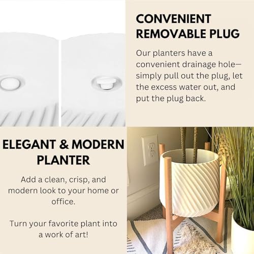 Fox & Fern Large Planter for Indoor or Outdoor, White Matte, 12 Inch - Image 4