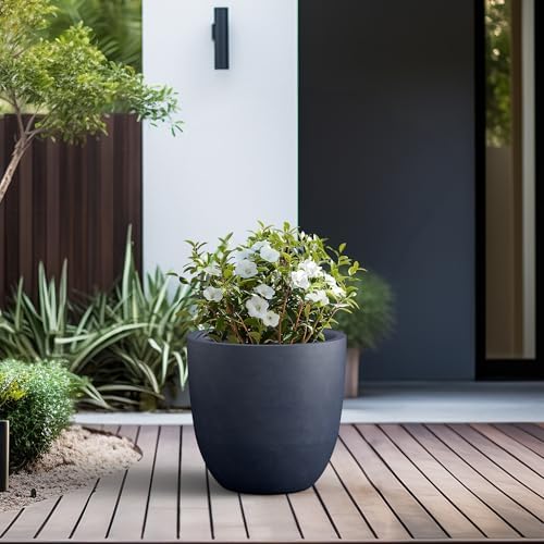 Kante Large Round Bowl Charcoal Concrete Planter 18" Dia, Outdoor - Image 5