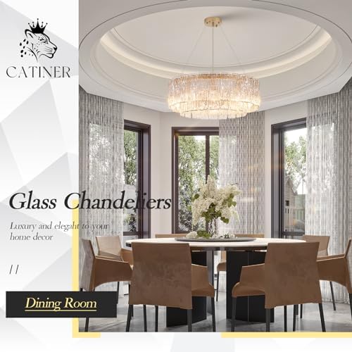 CATINER Modern 24" Crystal Glass Chandelier 10-Light Gold Chandeliers - Image 3