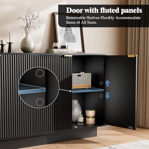 63" Fluted Sideboard Buffet with 4 Doors - Image 6