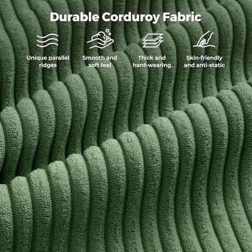 Vesgantti 97" Modular Sectional Sofa Green, U-Shaped Couch with Movable Ottoman, Comfy Corduroy Couch with Spring Cushion, Modular Sofa with Deep Seat for Living Room, Bedroom and Apartment - Image 5