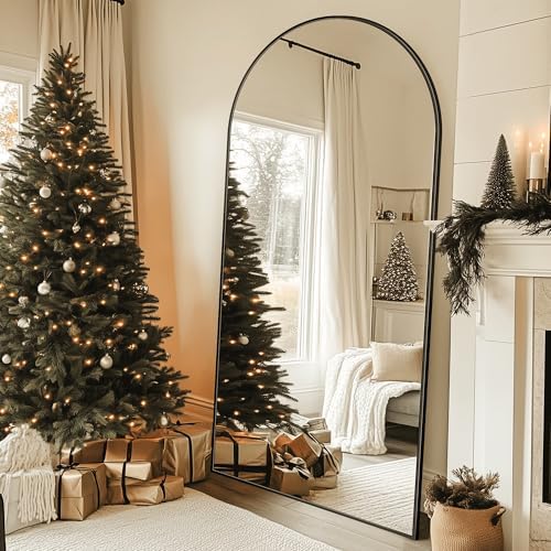 77"x38" Arched Full Length Mirror, Large Floor Mirror, Black - Image 2
