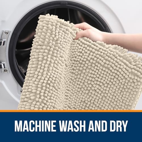 OLANLY Bathroom Runner Rugs 45x27, Extra Soft Absorbent Chenille Bath Rugs - Image 5
