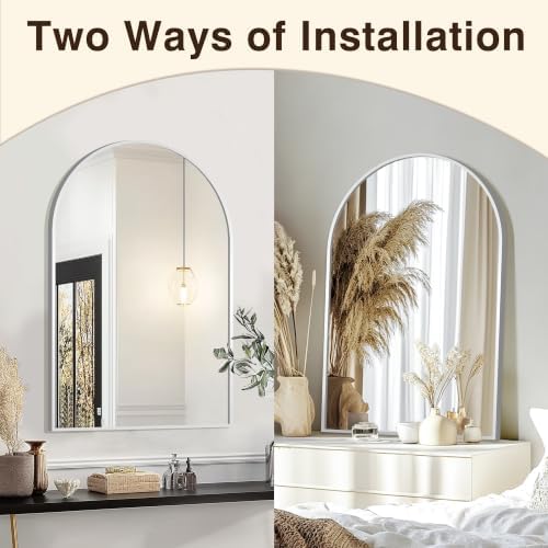 FICTOR 2 Pack 24" x 36" Arched Bathroom Vanity Mirror for Over Sink, Silver - Image 6