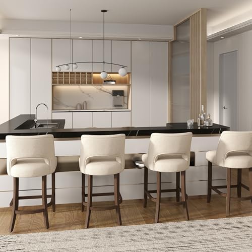 VKNOW Bar Stools Set of 4, 26" Fabric Counter Height Bar Stools, Beige - Image 4