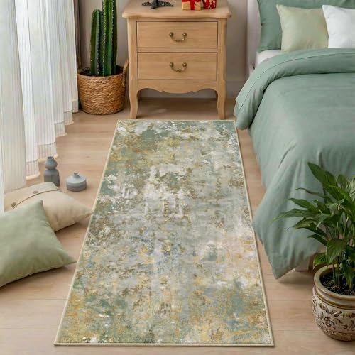 Green Rug Runners for Hallways Kitchen 2.6x8 Non Slip Washable Entryway Runner Rugs with Rubber Backing 8ft Long Carpet Runner for Laundry Bedroom, Low Pile Stain & Fade Resistant, Sage Green - Image 3