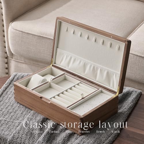 Beexchange Black Walnut Wooden Jewelry Box - Allwood, Handcrafted, Classic Jewelry Box. Jewelry boxes & organizers for Women, Men, and Girls(Single-Layer) - Image 4